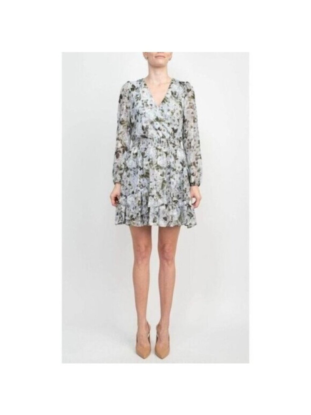 Laundry Shelli Segal Tiered Hem Floral Short Dress size 6 NWT
